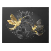 Zwart en gouden kolibrie notitieblok (Voorkant)