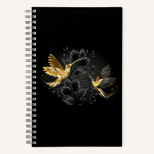 Zwart en gouden kolibrie notitieboek (Voorkant)