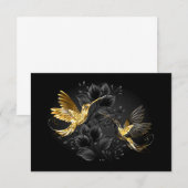 Zwart en gouden kolibrie notitiekaartje (Voorkant / Achterkant)