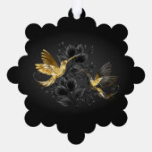 Zwart en Gouden Kolibrie Ornament Kaart (Achterkant)