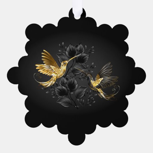 Zwart en Gouden Kolibrie Ornament Kaart (Achterkant)