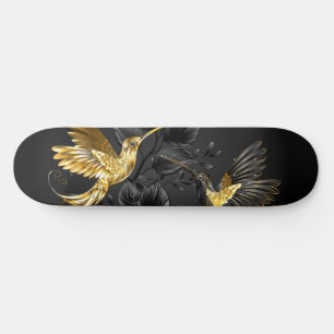 Zwart en gouden kolibrie persoonlijk skateboard