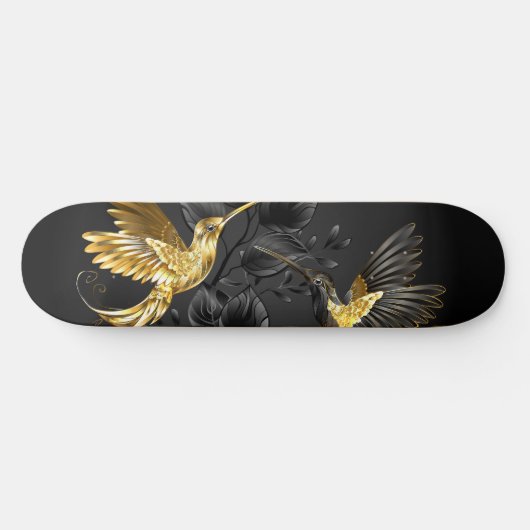 Zwart en gouden kolibrie persoonlijk skateboard (Horizontaal)