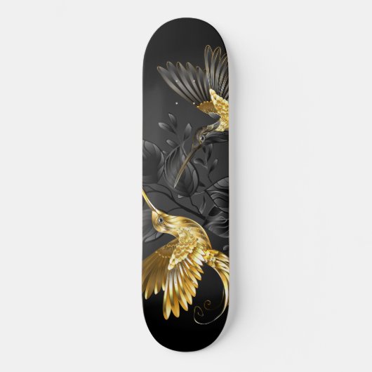 Zwart en Gouden Kolibrie Persoonlijk Skateboard (Voorkant)