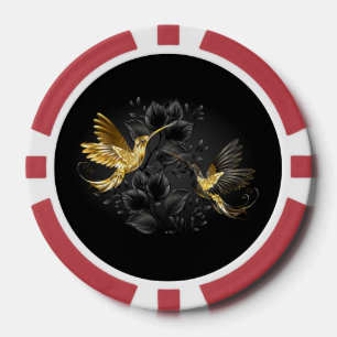 Zwart en gouden kolibrie poker chips