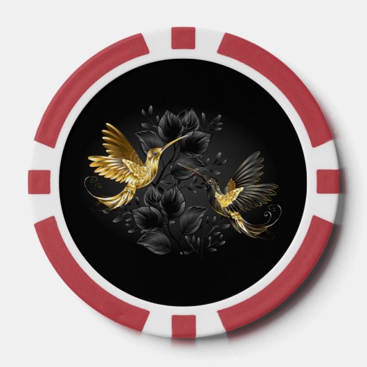 Zwart en gouden kolibrie poker chips (Voorkant)