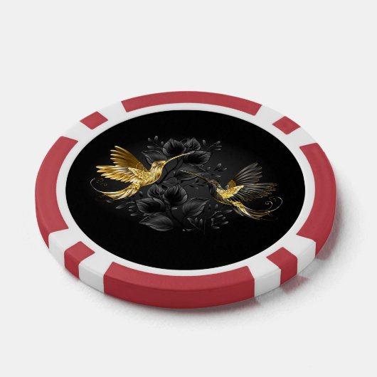 Zwart en gouden kolibrie poker chips (Enkel)