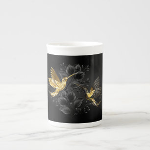 Zwart en gouden kolibrie porselein kop