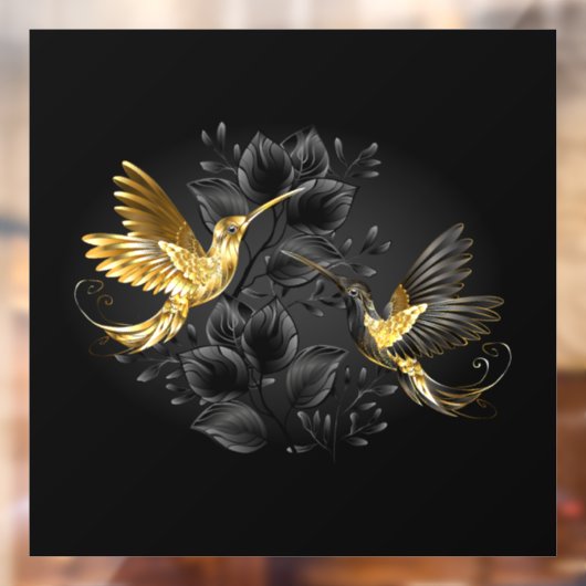 Zwart en gouden kolibrie raamsticker (Vel 2)