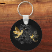 Zwart en gouden kolibrie sleutelhanger (Achterkant)