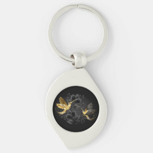 Zwart en gouden kolibrie sleutelhanger