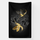 Zwart en gouden kolibrie spandoek (Verticaal)