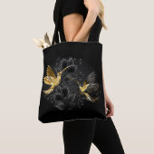 Zwart en gouden kolibrie tote bag (Dichtbij)