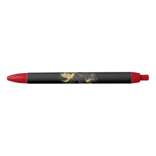 Zwart en gouden kolibrie zwarte inkt pen