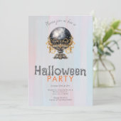 Zwart en Gouden Kristallen Bal Halloween Party Kaart (Staand voorkant)