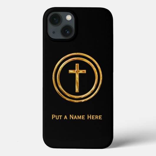 Zwart en gouden kruisnaam sjabloon Case-Mate iPhone case (Achterkant)