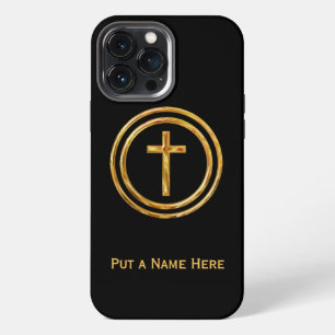 Zwart en gouden kruisnaam sjabloon iPhone 13 pro max hoesje