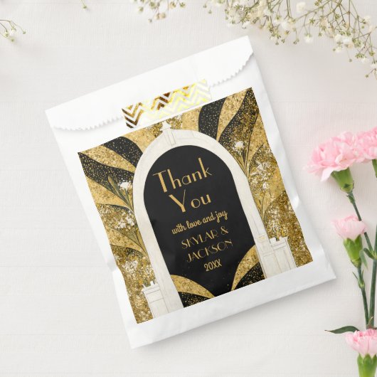 Zwart en gouden kunst Deco Archway Weddenschap Har Bedankzakje (Gezegeld)