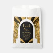 Zwart en gouden kunst Deco Archway Weddenschap Har Bedankzakje (Voorkant)