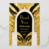 Zwart en gouden kunst Deco Archway Weddenschap Har Folie Uitnodiging (Voorkant)