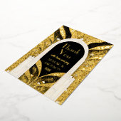 Zwart en gouden kunst Deco Archway Weddenschap Har Folie Uitnodiging (Gedraaid)