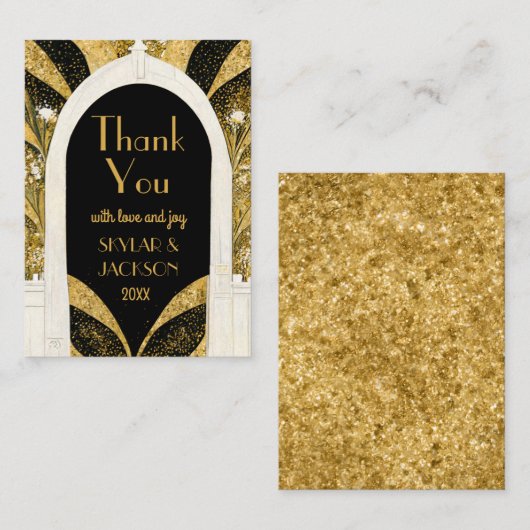 Zwart en gouden kunst Deco Archway Weddenschap Har Notitiekaartje (Voorkant / Achterkant)