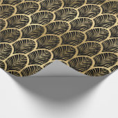 Zwart en gouden kunst Deco Palm Leaf Pattern Cadeaupapier (Hoek)