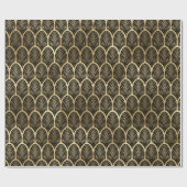 Zwart en gouden kunst Deco Palm Leaf Pattern Cadeaupapier (Vlak)