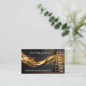 Zwart en gouden ladder metallic verf decorator visitekaartje (Staand voorkant)