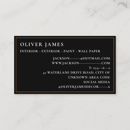 Zwart en gouden ladder metallic verf decorator visitekaartje (Achterkant)