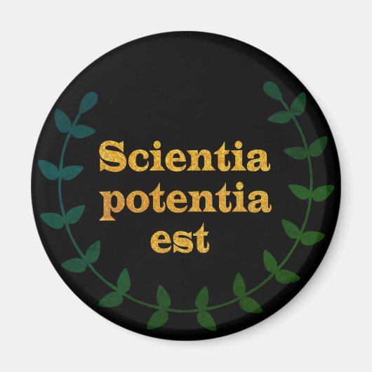 Zwart en gouden Latijnse citaat, kennis, wetenscha Magneet (Voorkant)