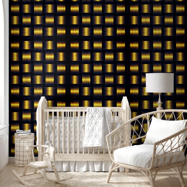 Zwart en Gouden Lattice Ontwerp Behang (Kinderen)