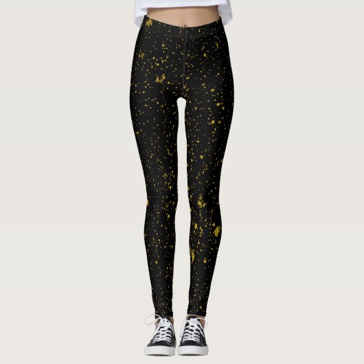 Zwart en Gouden Leggings (Voorkant)