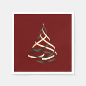 Zwart en gouden lint kerstboom servet (Voorkant)