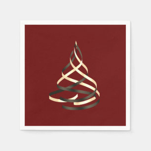 Zwart en gouden lint kerstboom servet