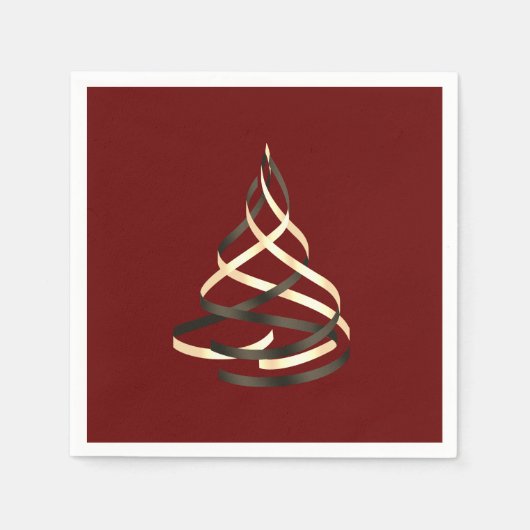 Zwart en gouden lint kerstboom servet (Voorkant)