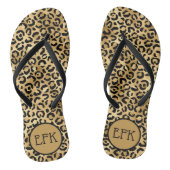 Zwart en gouden luipaard afdrukken Afdrukmonogram Teenslippers (Voetbed)