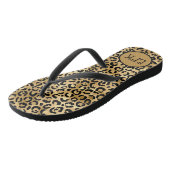 Zwart en gouden luipaard afdrukken Afdrukmonogram Teenslippers (Schuin)