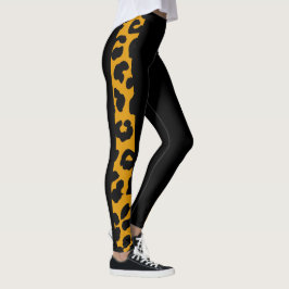 Zwart en gouden luipaard safari patroon leggings