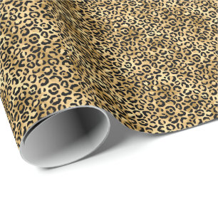 Zwart en gouden luipaardprint jachtluipaard dieren cadeaupapier