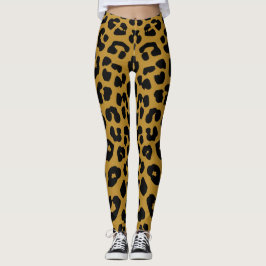 Zwart en gouden luipaardprint safari patroon leggings