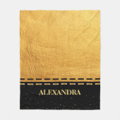 Zwart en gouden luxe design fleece deken (Voorkant)