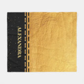 Zwart en gouden luxe design fleece deken (Voorkant (Horizontaal))
