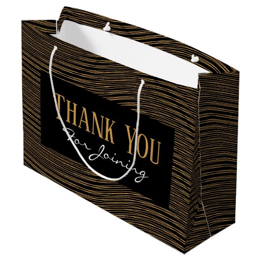 Zwart en gouden luxe gepersonaliseerde 50 en fanta groot cadeauzakje (Achterkant Gekanteld)