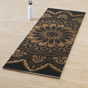 Zwart en gouden Mandala Yogamat