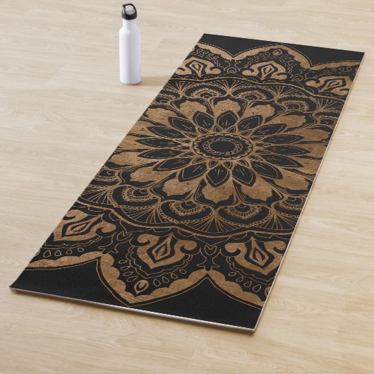 Zwart en gouden Mandala Yogamat (In situ)