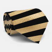 Zwart en gouden Mannen Stropdas (Opgerold)