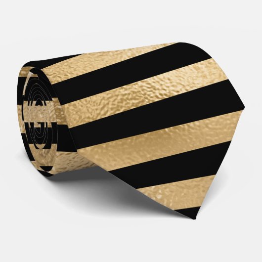 Zwart en gouden Mannen Stropdas (Opgerold)