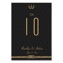 Zwart En Gouden Maritieme Trouwtafel Nummers Kaart
