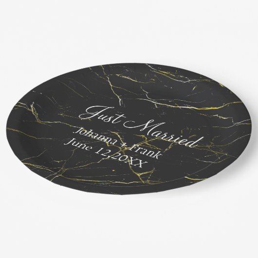 Zwart en gouden marmer, alleen getrouwd papieren bordje (Gekanteld)